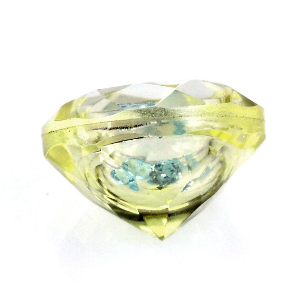 LEMON QUARTZ ON TOP CRYSTAL AT BACK CUT ROUND INSIDE SWISS BLUE TOPAZ CUT ROUND (GREEN GOLD) 8MM 1.88 Cts.