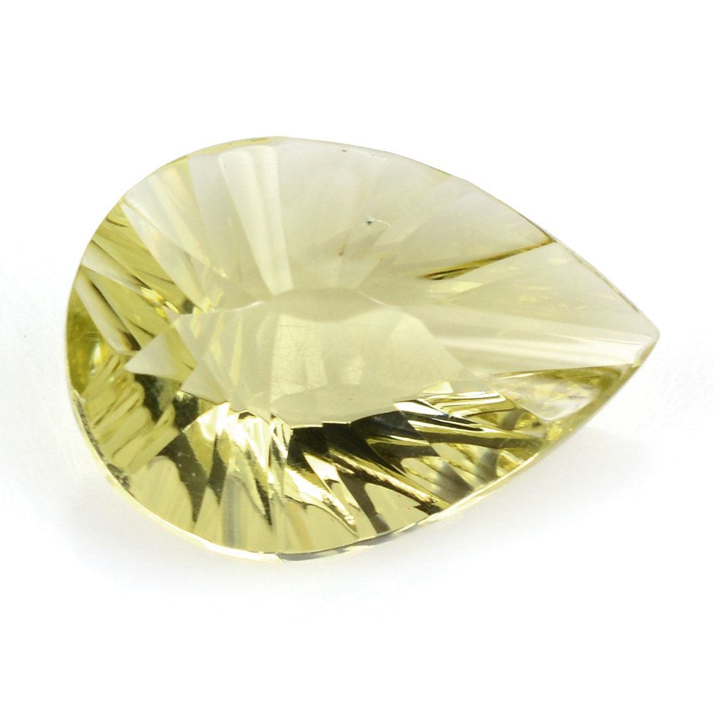 LEMON QUARTZ CONCAVE BRIOLETTE PEAR (GREEN GOLD) 18X13MM 8.35 Cts.