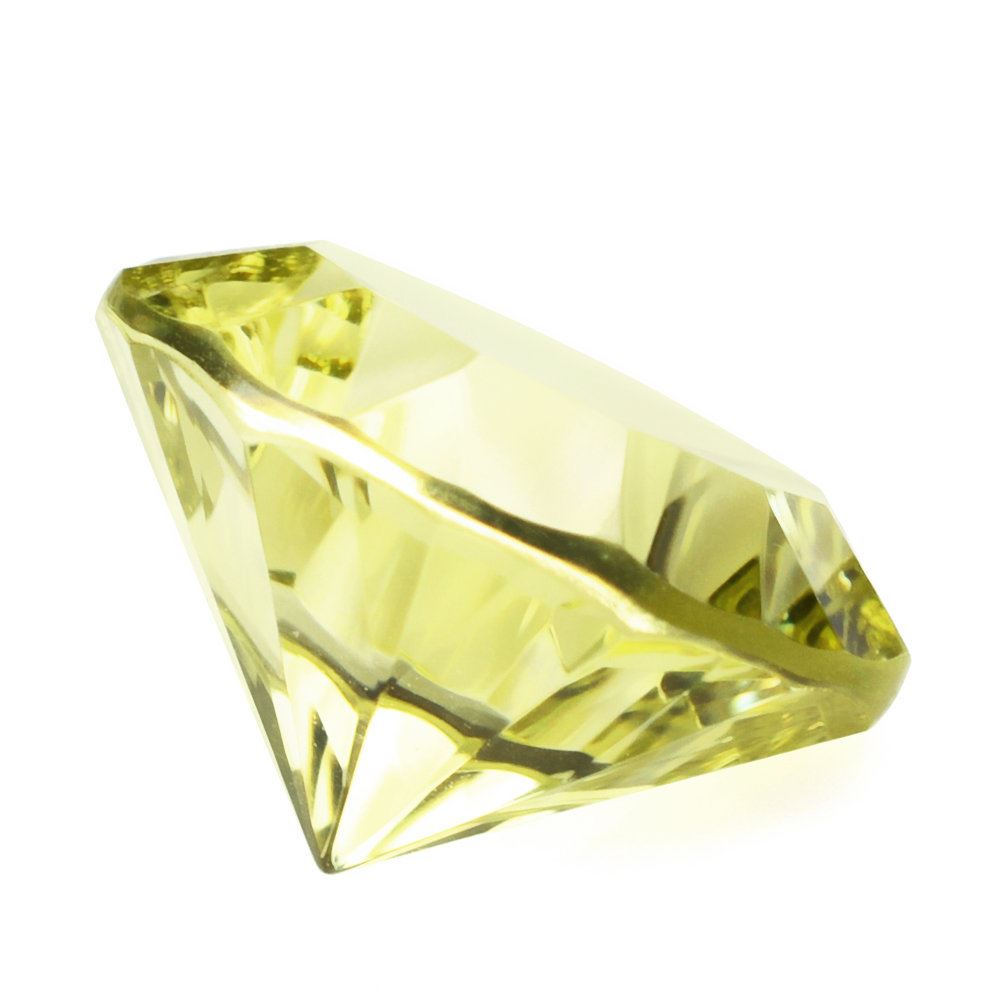LEMON QUARTZ CONCAVE STRAIGHT FACET ROUND (GREEN GOLD) 14MM 8.65 Cts.
