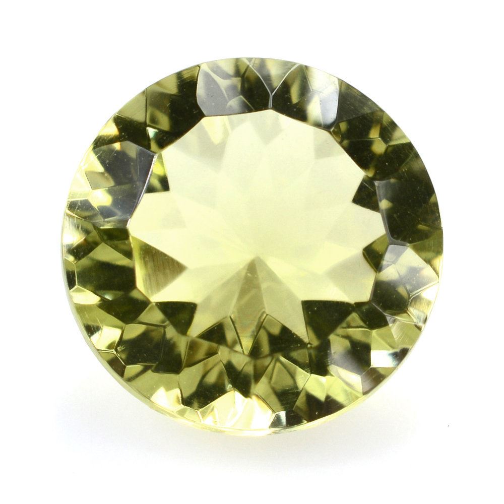 LEMON QUARTZ CONCAVE CUT ROUND (GREEN GOLD) 9MM 2.41 Cts.