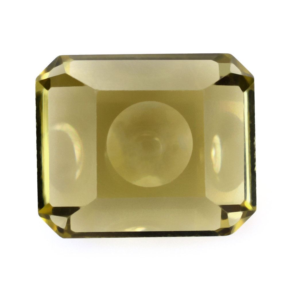 LEMON QUARTZ MIRROR CUT BUBBLE OCTAGON (GREEN GOLD) 12X10MM 6.08 Cts.