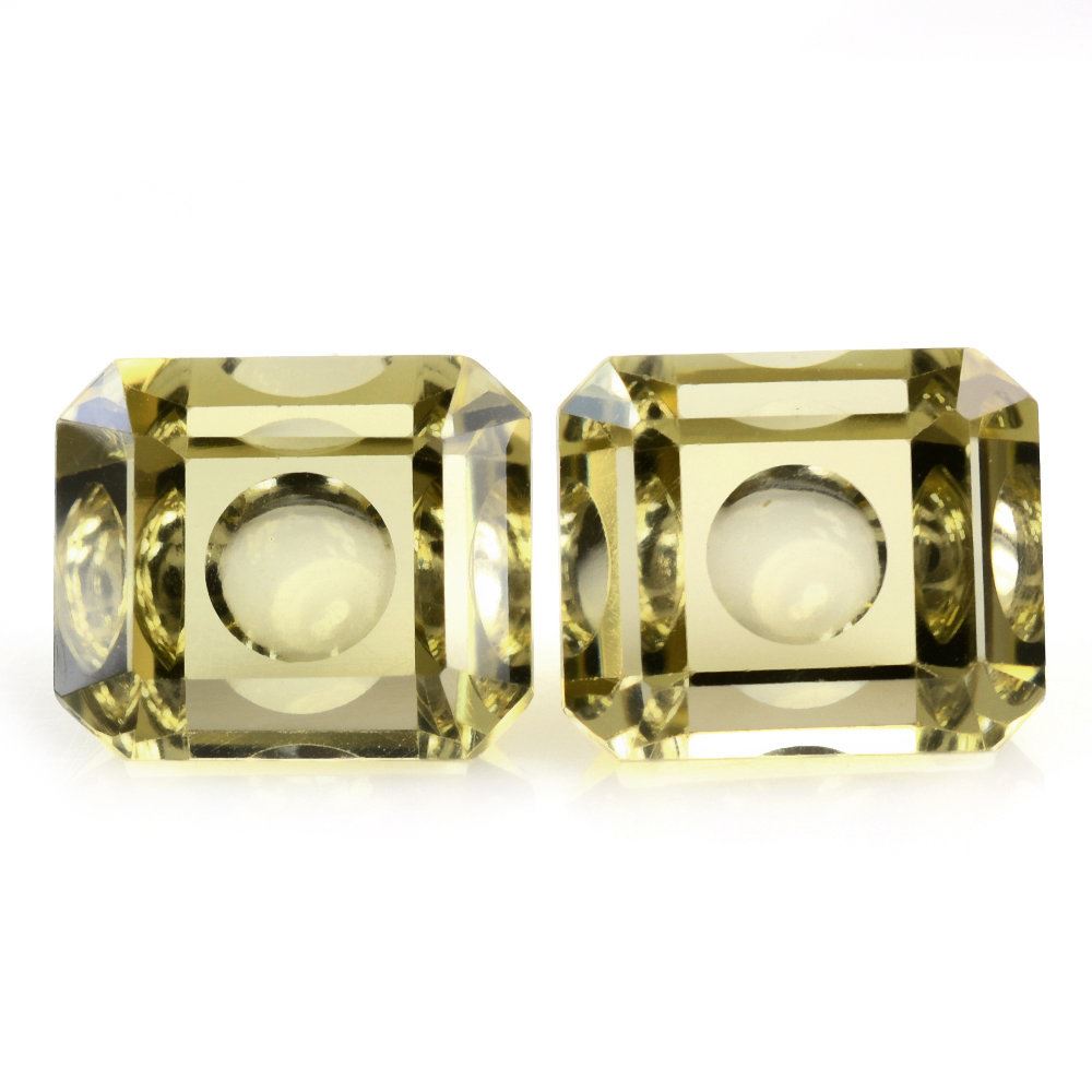 LEMON QUARTZ MIRROR CUT BUBBLE OCTAGON (GREEN GOLD) 12X10MM 6.08 Cts.