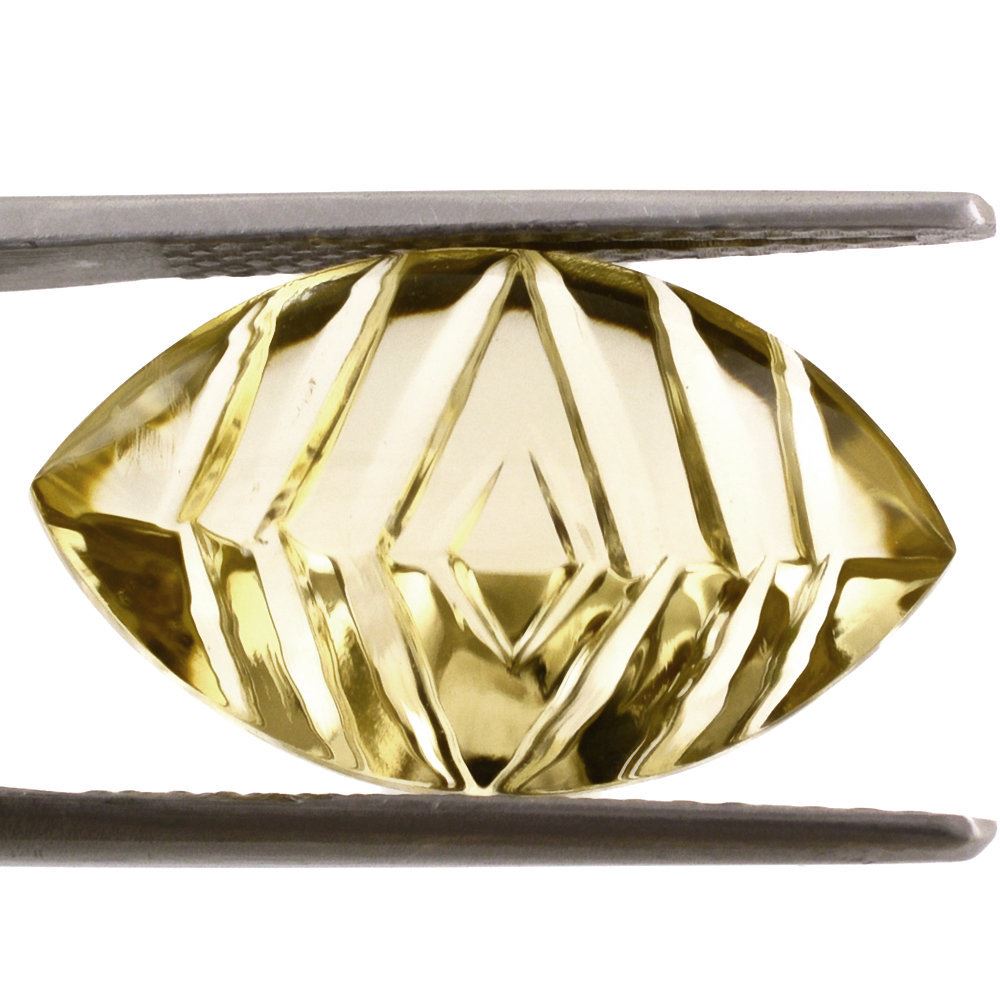 LEMON QUARTZ BUFFTOP CONCAVE BACK MARQUISE (GREEN GOLD) 20X12MM 8.80 Cts.