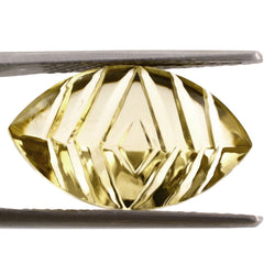 LEMON QUARTZ BUFFTOP CONCAVE BACK MARQUISE (GREEN GOLD) 20X12MM 8.80 Cts.
