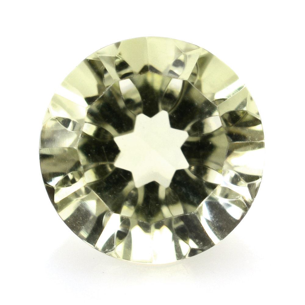 LEMON QUARTZ CONCAVE SPLENDOR CUT ROUND (GREEN GOLD) 8MM 1.85 Cts.