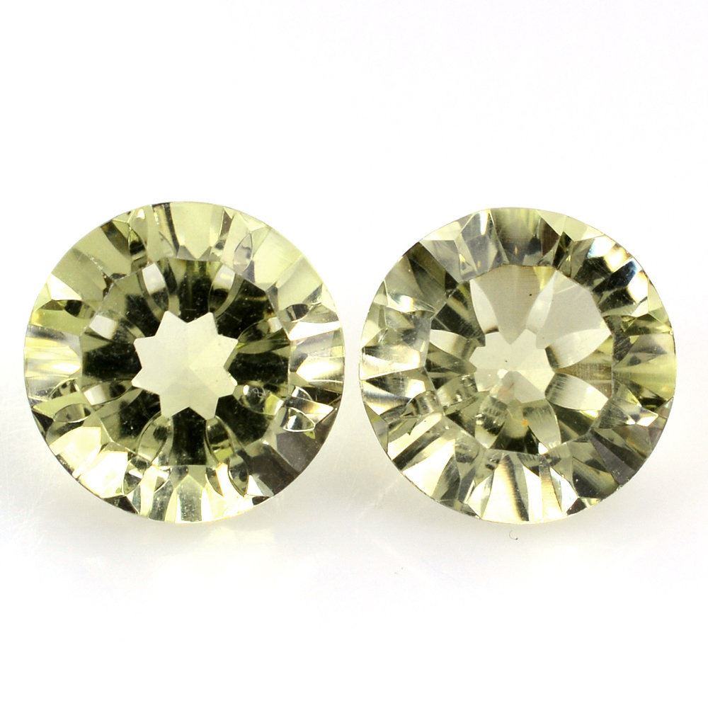 LEMON QUARTZ CONCAVE SPLENDOR CUT ROUND (GREEN GOLD) 8MM 1.85 Cts.
