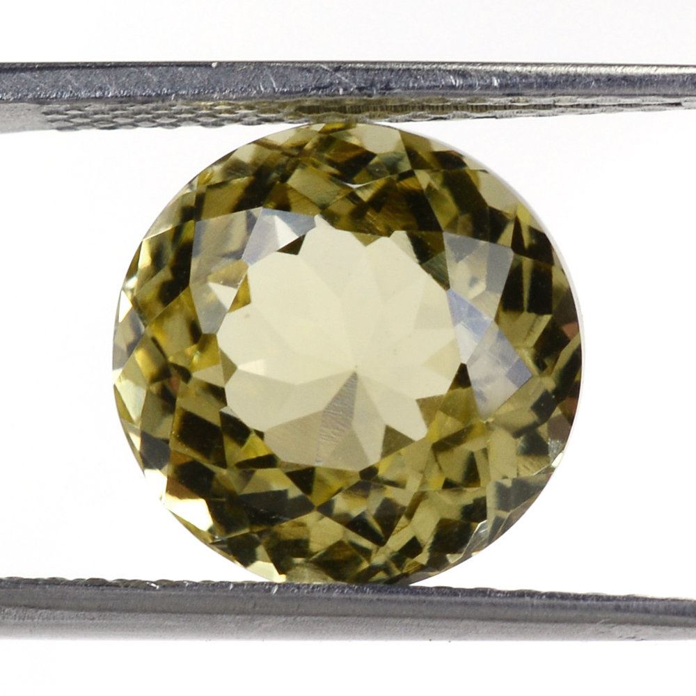 LEMON QUARTZ PORTUGUESE CUT ROUND (GREEN GOLD) 12MM 8.65 Cts.