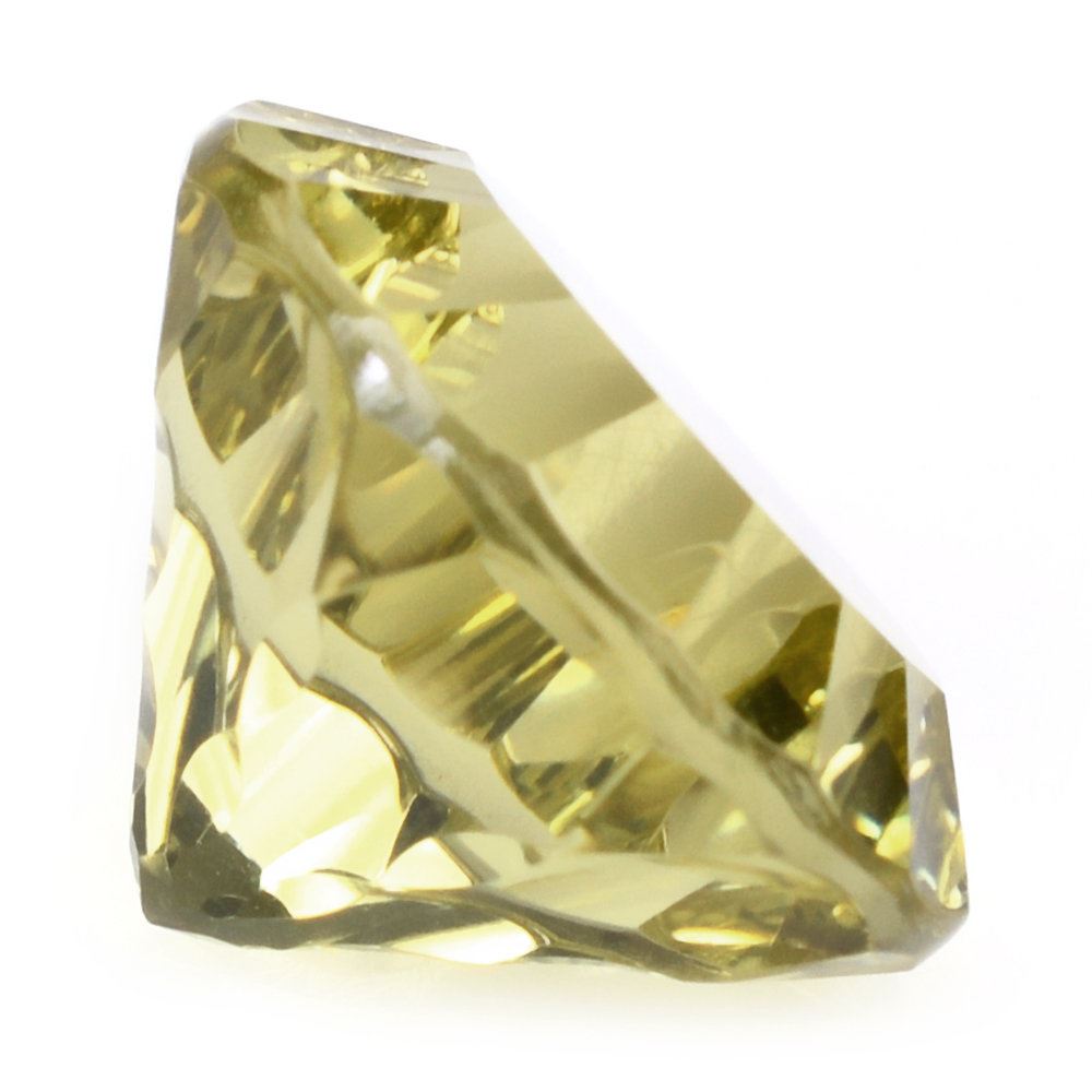 LEMON QUARTZ CONACAVE SPLENDOR CUT ROUND (GREEN GOLD) 16MM 13.85 Cts.