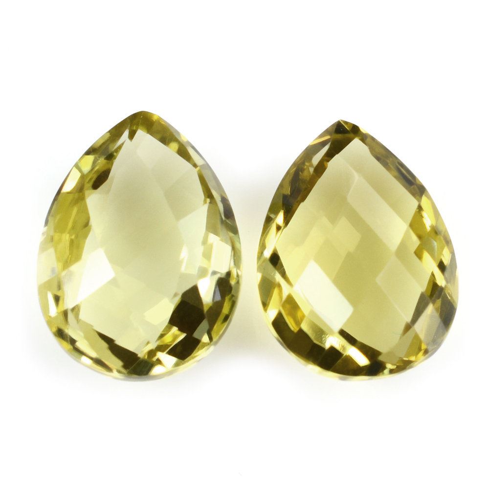 LEMON QUARTZ TWISTED BRIOLETTE PEAR (GREEN GOLD) 16X12MM 8.83 Cts.