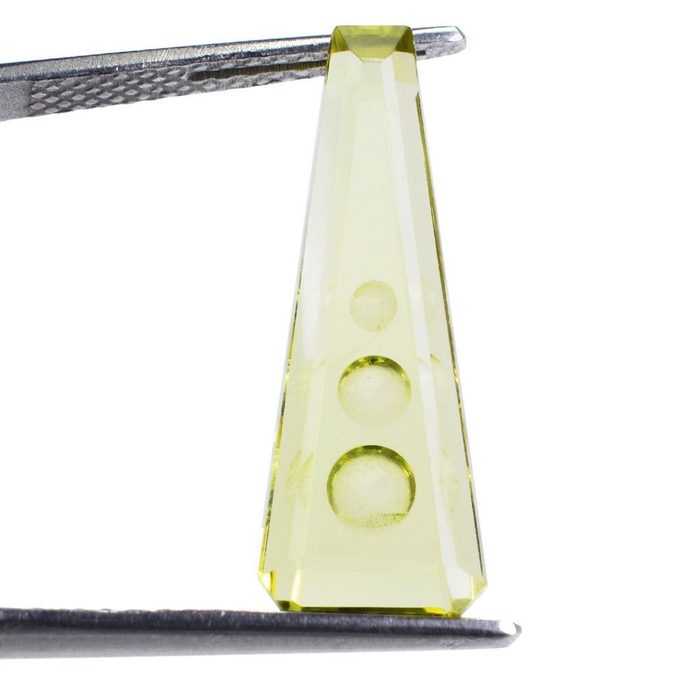 LEMON QUARTZ SUPPER BUBBLE TRAPEZOID (GREEN GOLD) 24X9MM 9.20 Cts.