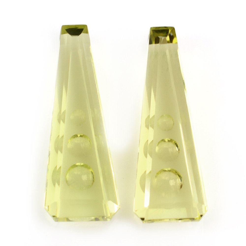 LEMON QUARTZ SUPPER BUBBLE TRAPEZOID (GREEN GOLD) 24X9MM 9.20 Cts.
