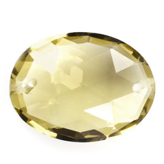 LEMON QUARTZ ROSE CUT BRIOLETTE OVAL (TWO FULL DRILL) (GREEN GOLD) 20X15MM 13.53 Cts.