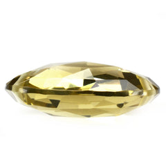 LEMON QUARTZ ROSE CUT BRIOLETTE OVAL (TWO FULL DRILL) (GREEN GOLD) 20X15MM 13.53 Cts.
