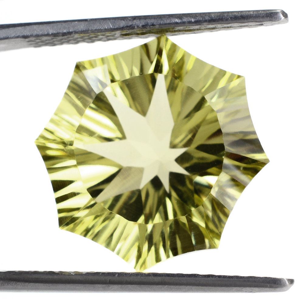 LEMON QUARTZ NINETY CUT ROUND (GREEN GOLD) 15MM 10.98 Cts.