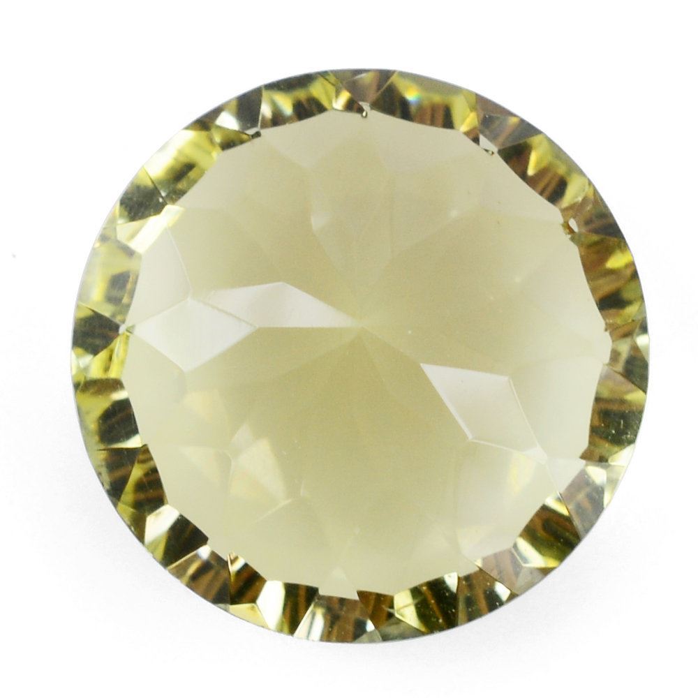 LEMON QUARTZ CONCAVE CUT ROUND (GREEN GOLD) 12MM 5.65 Cts.