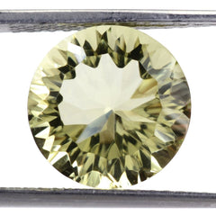 LEMON QUARTZ CONCAVE CUT ROUND (GREEN GOLD) 12MM 5.65 Cts.