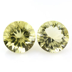 LEMON QUARTZ CONCAVE CUT ROUND (GREEN GOLD) 12MM 5.65 Cts.