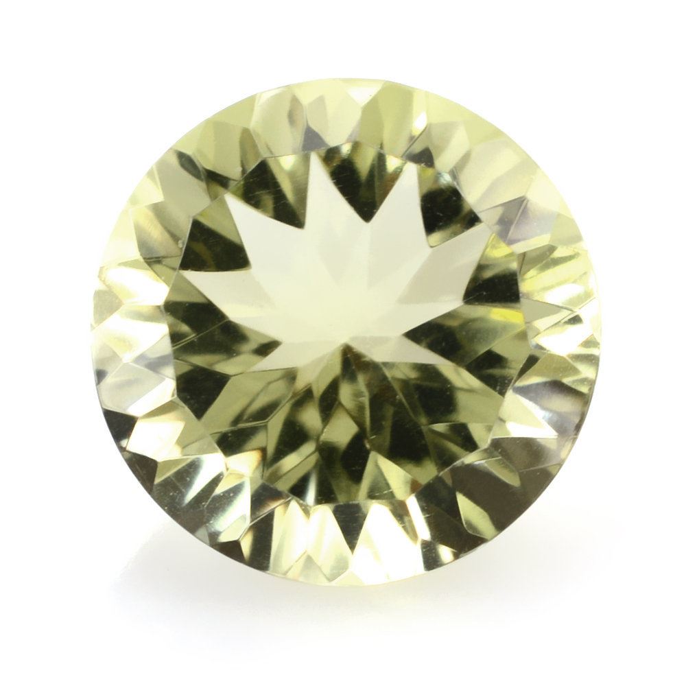 LEMON QUARTZ CONCAVE CUT ROUND (GREEN GOLD) 10MM 3.37 Cts.