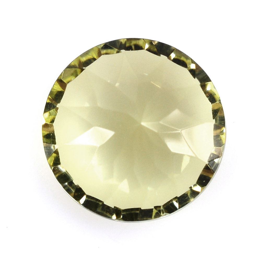LEMON QUARTZ CONCAVE CUT ROUND (GREEN GOLD) 10MM 3.37 Cts.