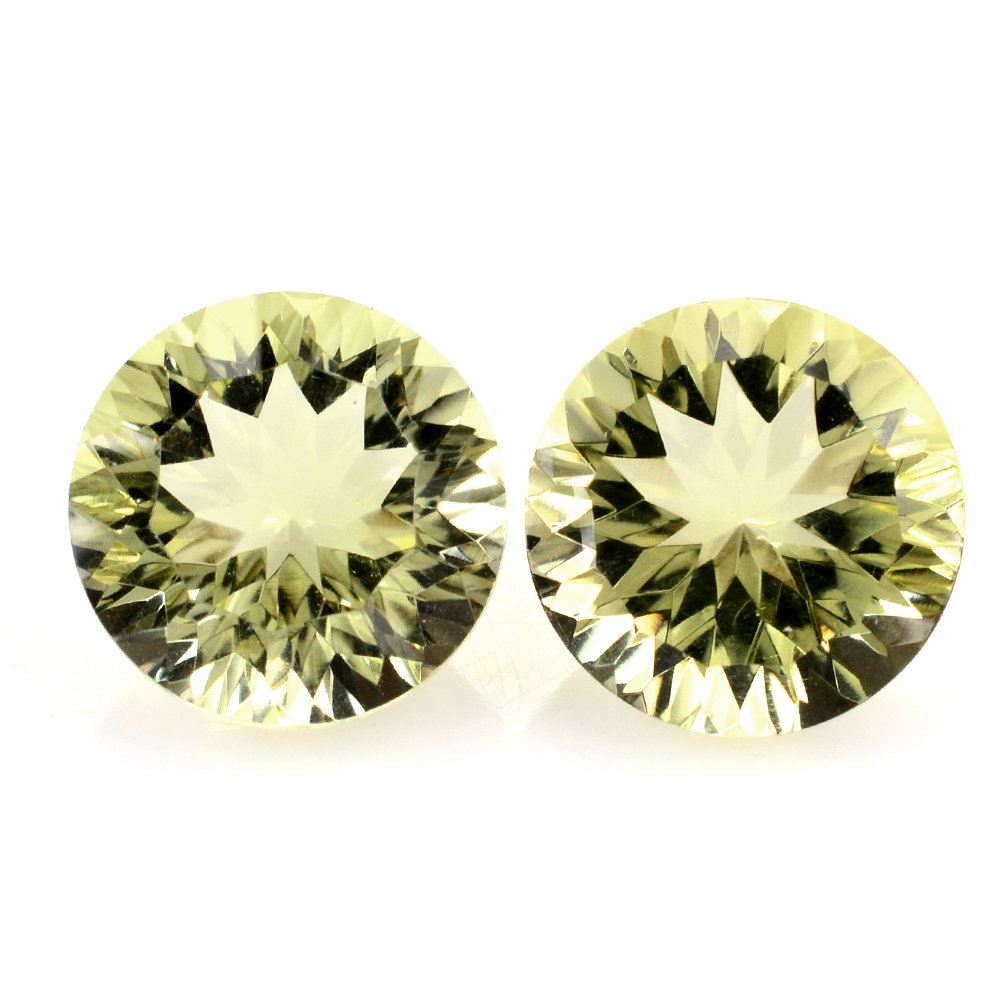 LEMON QUARTZ CONCAVE CUT ROUND (GREEN GOLD) 10MM 3.37 Cts.