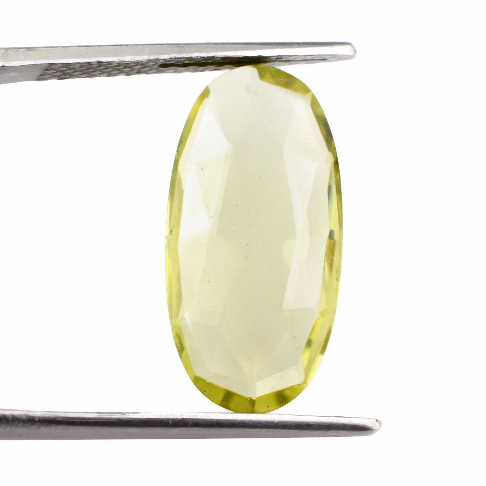 LEMON QUARTZ ROSE CUT BRIOLETTE OVAL 20X10MM 6.21 Cts.