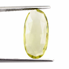 LEMON QUARTZ ROSE CUT BRIOLETTE OVAL 20X10MM 6.21 Cts.