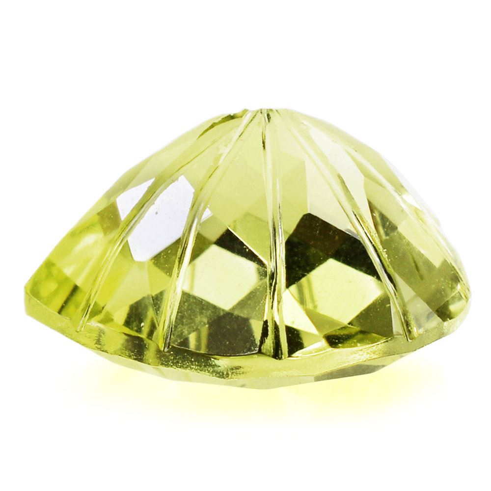 LEMON QUARTZ CHECKER CUT ON TOP BACK LAZER CUT HEART (GREEN GOLD) 15MM 10.85 Cts.