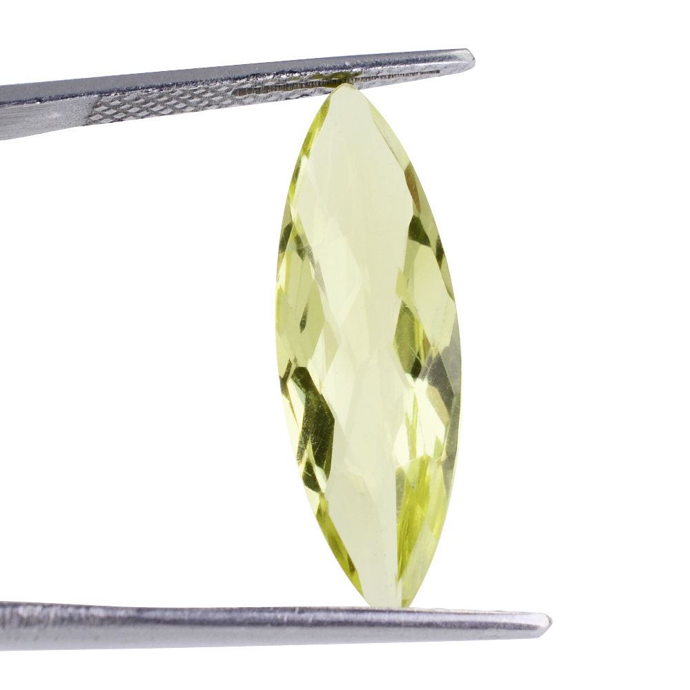LEMON QUARTZ CHECKER CUT MARQUISE 25X8MM 5.44 Cts.