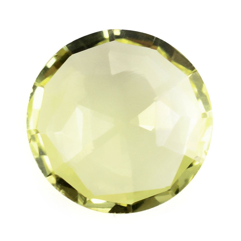 LEMON QUARTZ ROSE CUT BRIOLETTE ROUND 12MM 3.57 Cts.
