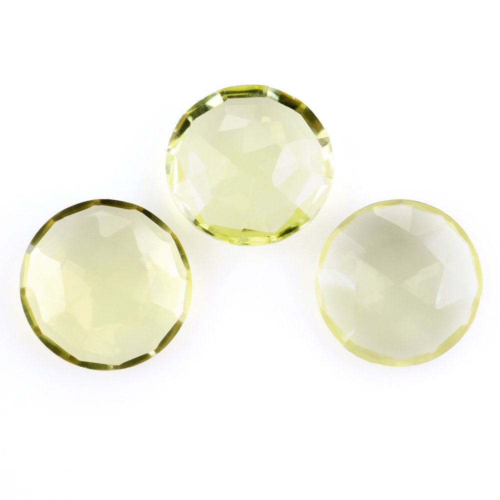 LEMON QUARTZ ROSE CUT BRIOLETTE ROUND 12MM 3.57 Cts.