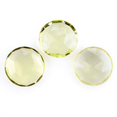 LEMON QUARTZ ROSE CUT BRIOLETTE ROUND 12MM 3.57 Cts.
