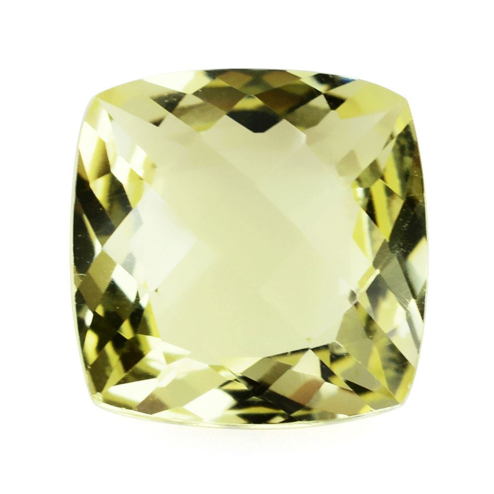 LEMON QUARTZ ANTIKE CUSHION WITH ONE SIDE TABLE & ONE SIDE CHECKER CUT 12MM 6.45 Cts.