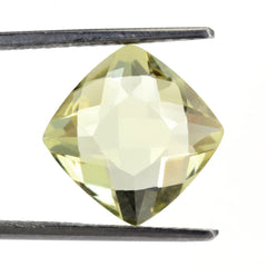 LEMON QUARTZ ANTIKE CUSHION WITH ONE SIDE TABLE & ONE SIDE CHECKER CUT 12MM 6.45 Cts.