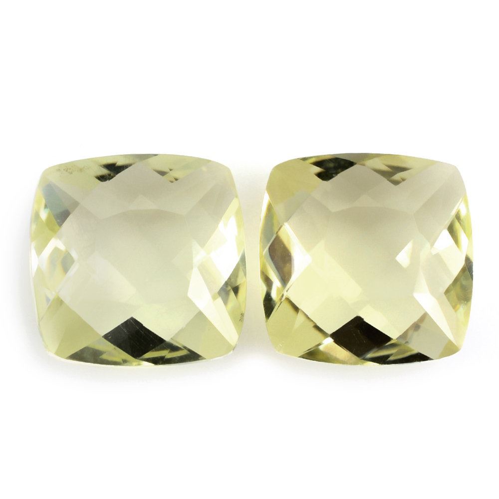 LEMON QUARTZ ANTIKE CUSHION WITH ONE SIDE TABLE & ONE SIDE CHECKER CUT 12MM 6.45 Cts.