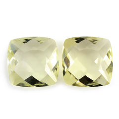 LEMON QUARTZ ANTIKE CUSHION WITH ONE SIDE TABLE & ONE SIDE CHECKER CUT 12MM 6.45 Cts.