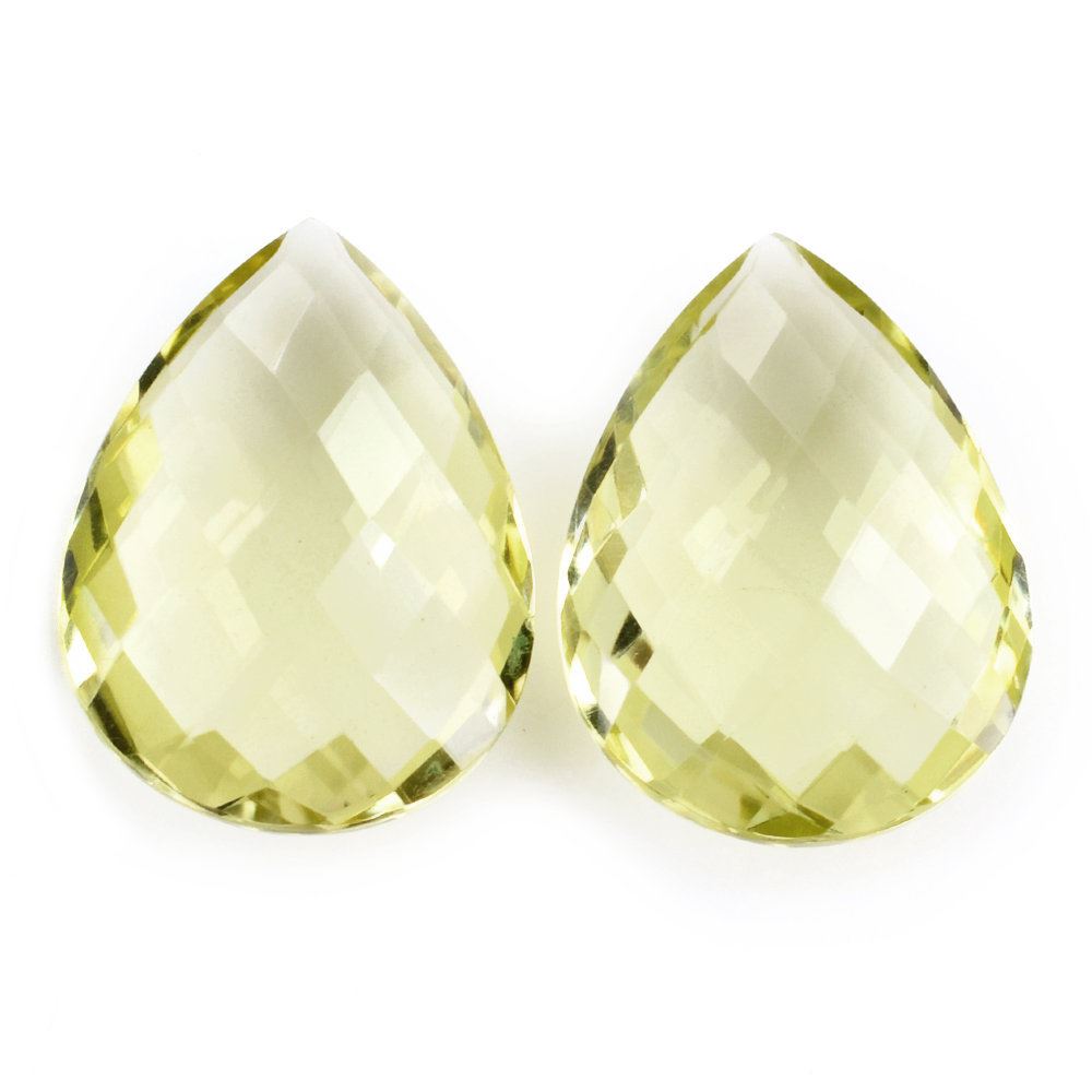 LEMON QUARTZ BRIOLETTE PEAR 20X15MM 11.28 Cts.