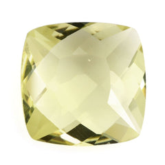 LEMON QUARTZ ANTIKE CUSHION WITH ONE SIDE TABLE & ONE SIDE CHECKER CUT 12MM 6.40 Cts.