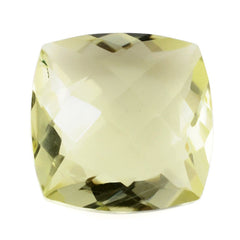 LEMON QUARTZ ANTIKE CUSHION WITH ONE SIDE TABLE & ONE SIDE CHECKER CUT 12MM 6.40 Cts.