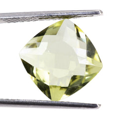 LEMON QUARTZ ANTIKE CUSHION WITH ONE SIDE TABLE & ONE SIDE CHECKER CUT 12MM 6.40 Cts.