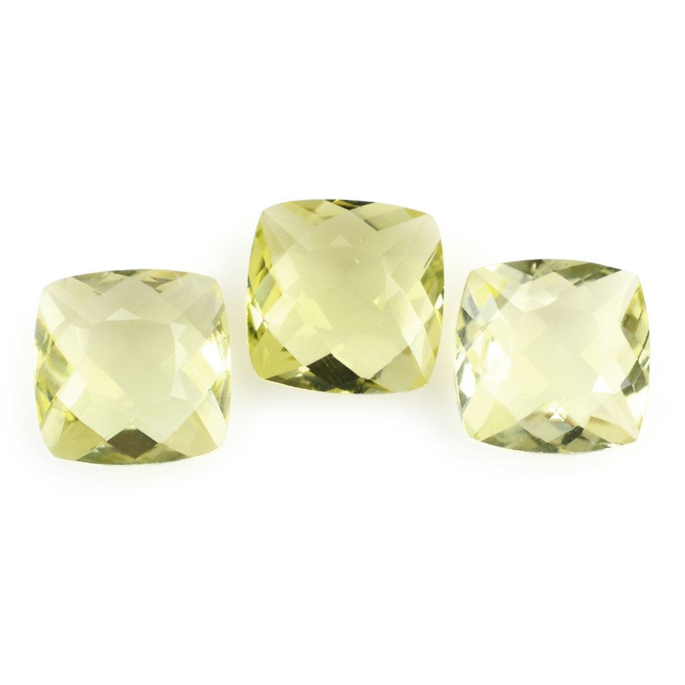 LEMON QUARTZ ANTIKE CUSHION WITH ONE SIDE TABLE & ONE SIDE CHECKER CUT 12MM 6.40 Cts.