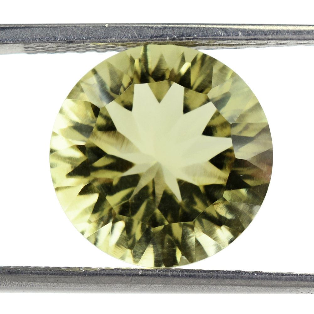 LEMON QUARTZ CONCAVE CUT ROUND 12MM 5.80 Cts.