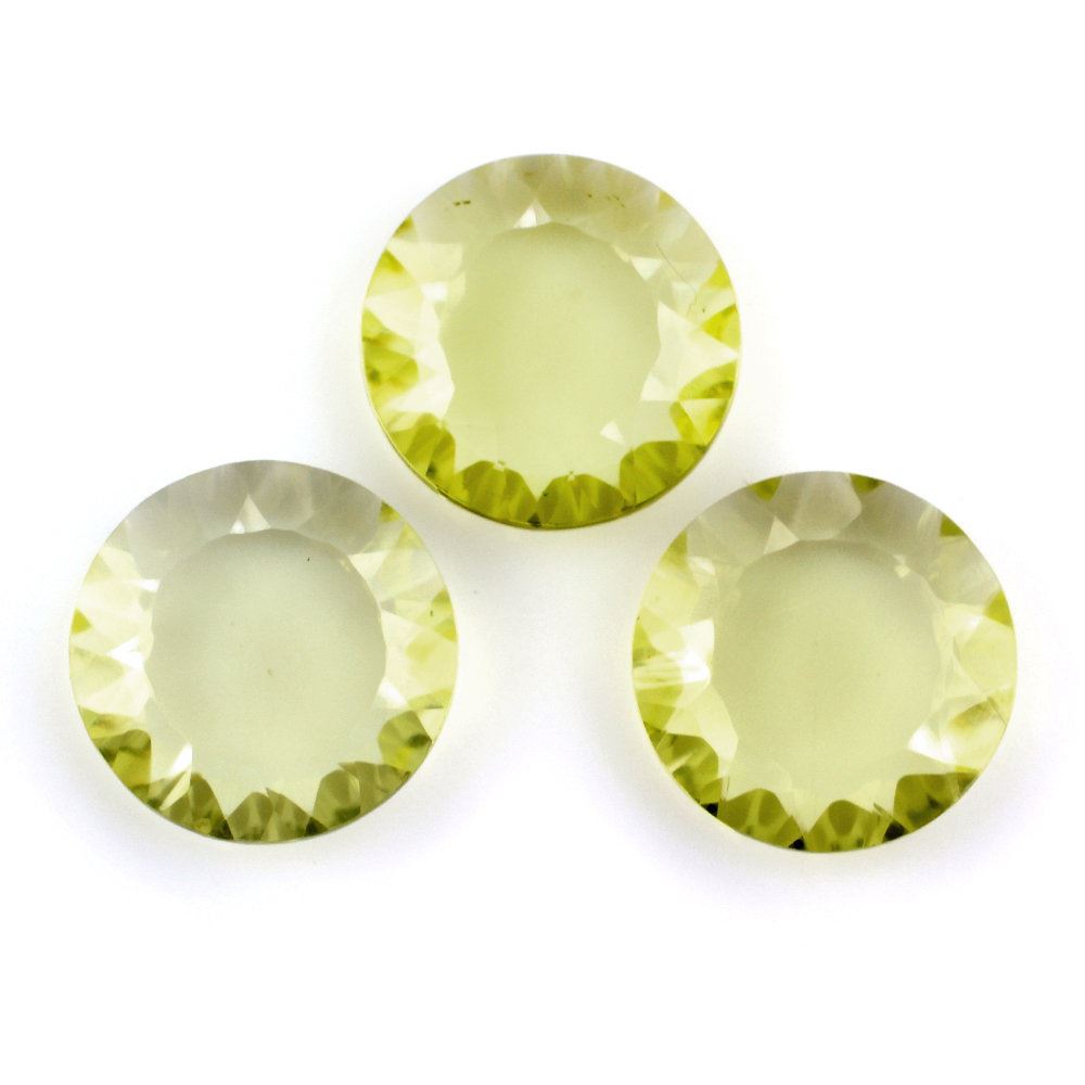 LEMON QUARTZ CONCAVE ROUND FLAT COIN 12MM 4.08 Cts.