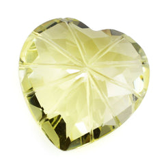 LEMON QUARTZ CHECKER CUT ON TOP BACK LAZER CUT HEART 15MM 9.73 Cts.
