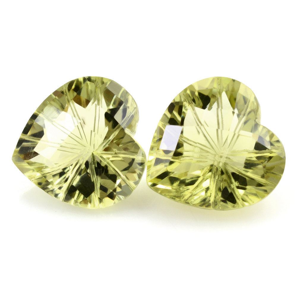 LEMON QUARTZ CHECKER CUT ON TOP BACK LAZER CUT HEART 15MM 9.73 Cts.