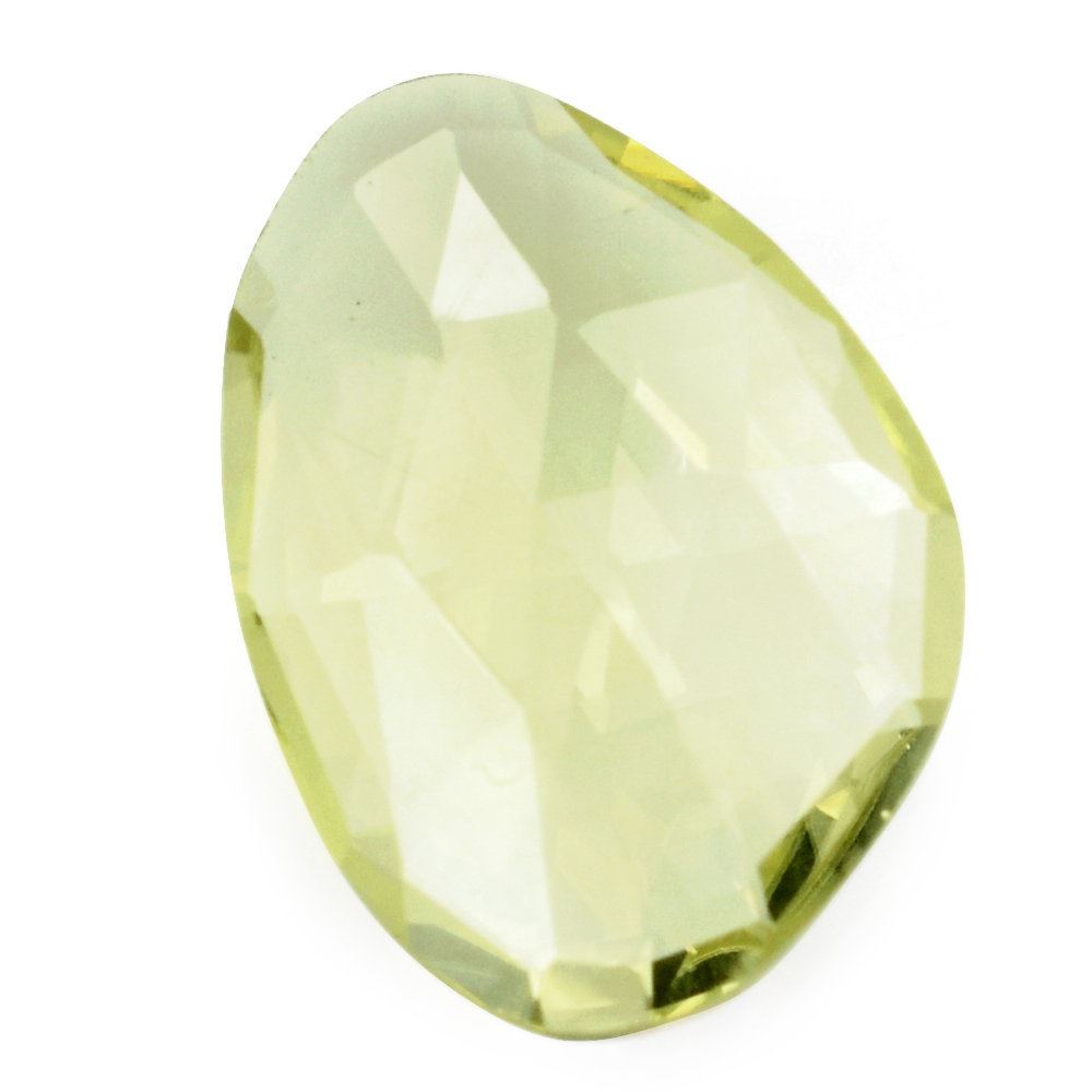 LEMON QUARTZ ROSE CUT BRIOLETTE IRREGULAR PEARISH 16X11MM 4.54 Cts.