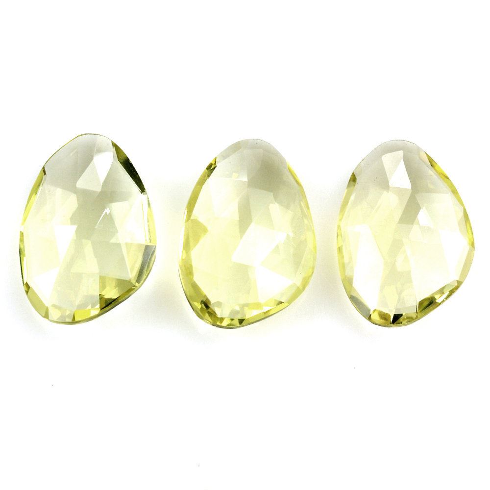 LEMON QUARTZ ROSE CUT BRIOLETTE IRREGULAR PEARISH 16X11MM 4.54 Cts.