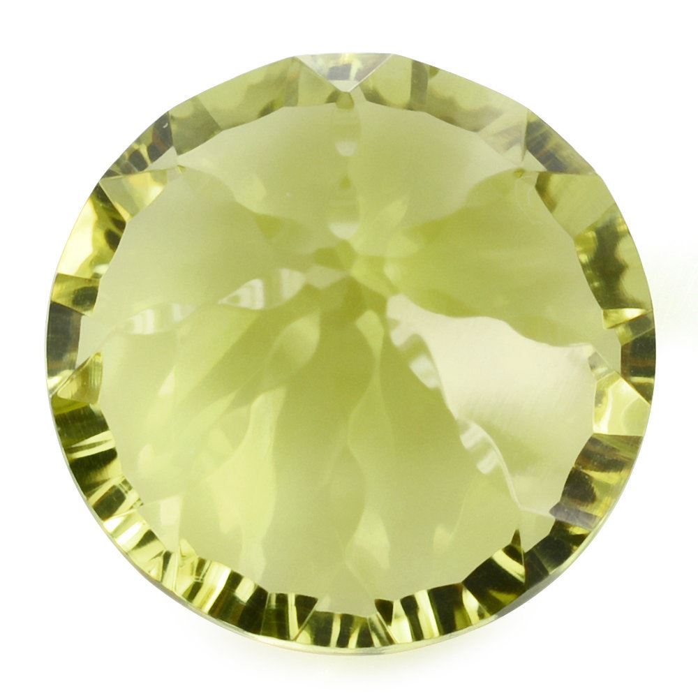 LEMON QUARTZ CONCAVE SPLENDOR CUT ROUND (DES#74) 14MM 4.75 Cts.