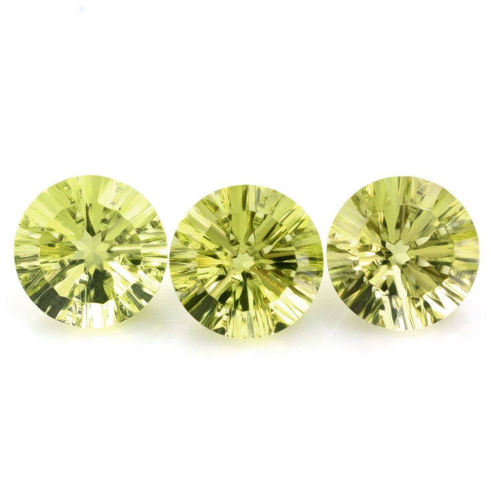 LEMON QUARTZ CONCAVE SPLENDOR CUT ROUND (DES#74) 14MM 4.75 Cts.