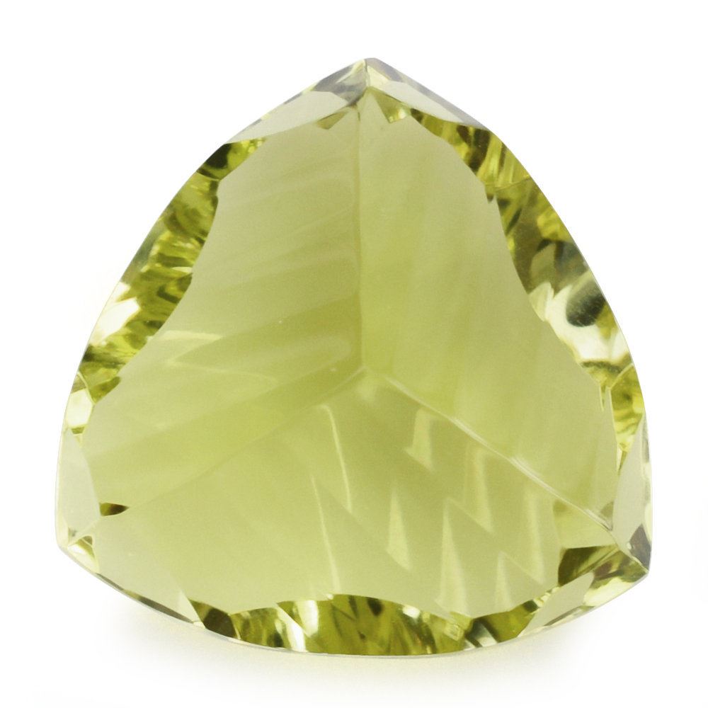 LEMON QUARTZ LONG STEP CONCAVE TRILLION (DES#85) 14MM 8.29 Cts.