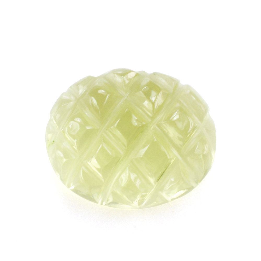 LEMON QUARTZ PINEAPPLE CARVED CAB (DES#9) 10X8MM 2.75 Cts.